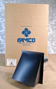(1) 12-Count Box Of FAMCO 6" Wall Vents W/ Spring Loaded Damper, Power Coated Black
