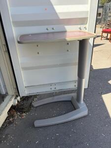 Adjustable Overbed Table, 25" x 15" Laminate Top, Spring-Lift, U-Base, Height Adjustable. please inspect in person