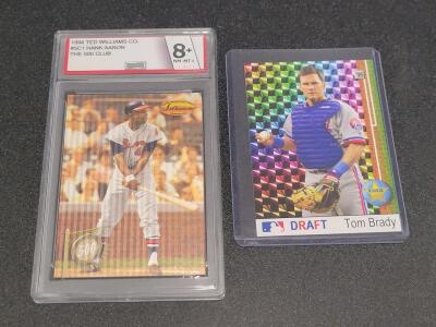 1994 Ted Williams Co. Hank Aaron 500 Club #5C1 Graded 8+ Collect Direct & Tom Brady Expos Custom Made Rookie Card