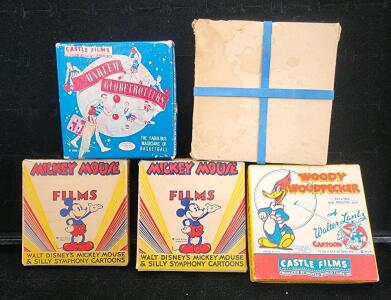 (5) Vintage Collectible 8mm Film Reel Disney And Castle Films Cartoon Reels