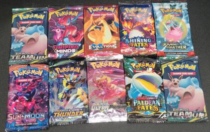 Lot of 10 Pok&eacute;mon Booster Pack Reproduction Replicas