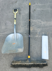 Large Shovel, Push Broom, & Light