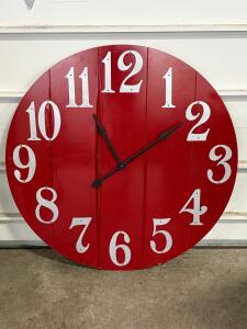 Pier 1 Imports Red Gather Clock &ndash; 31" Oversized Wall Clock, Quartz Movement, Analog, Rustic Design