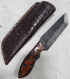 (1) Fixed Blade Cold Steel Utility Knife With Wood Handle And Sheath