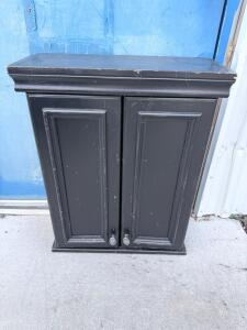 WoodCrafters Black Wall Cabinet, 2 Doors, 24"x28", Wood, Fixed Shelf, USA