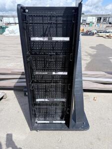 Black Double-Sided Rolling Pegboard Display Rack, 72"x36", Metal, Wire Baskets, Retail Merchandiser