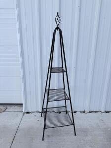 Black 3-Tier Metal Corner Plant Stand, 58"x18"x16", Vintage Garden Shelf, Decorative Finial