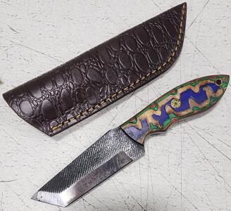 (1) Fixed Blade Cold Steel Utility Knife With Wood Handle And Sheath