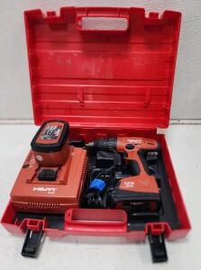 (1) Hilti Cordless Drill Kit W/ Battery Charger, Case, And Spare Battery