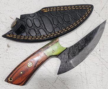 (1) Fixed Blade Cold Steel Tactical Knife With Wood Handle And Sheath