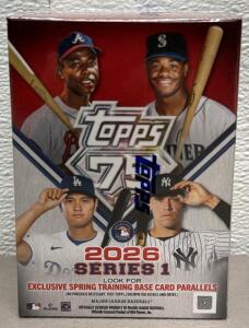 2026 Topps Series 1 Baseball Retail Box, 6 Packs, 72 Cards, Sealed, 75th Anniversary, MLB