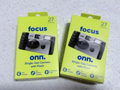 onn. Focus Single-Use 35mm Camera, 27 Exposures, ISO 400 Film, Flash, AA Battery Included