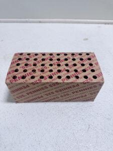 Bank-Wrapped $25 Box of U.S. Pennies &ndash; 50 Rolls, 2,500 Coins, Lincoln Memorial Cents Visible