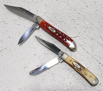 (1) Case XX Red Bone Peanut Pocket Knife (1) Case XX Stag Handle Peanut Pocket Knife