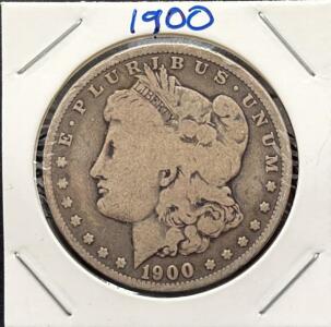 1900 Morgan Silver Dollar, Philadelphia, 90% Silver, Circulated, Liberty & Eagle Designs