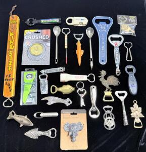 Lot of Vintage & Modern Bottle Openers &ndash; Novelty, Keychain, Wall-Mount, Fred, World Market