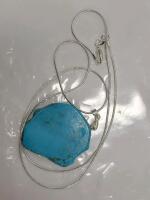 (1) Turquoise Free-form Slice 24" Necklace - 2
