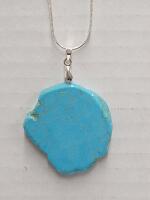 (1) Turquoise Free-form Slice 24" Necklace - 3
