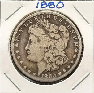 1880-O Morgan Silver Dollar, 90% Silver, New Orleans Mint, Circulated