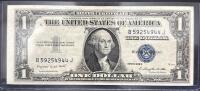 1935 G $1 Silver Certificate, Blue Seal, B59254944J, Smith/Dillon Signatures, U.S. Note