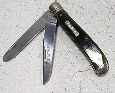 (1) Vintage Rare Schrade USA Heritage Green Bone Trapper Knife