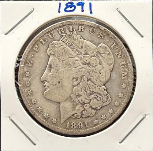 1891 Morgan Silver Dollar, Philadelphia, 90% Silver, Circulated, Liberty Head, Eagle Reverse