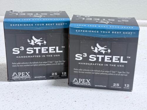 Apex S3 Steel 12 Gauge 3" #4 Shot 1 1/4 oz 1450fps 25rd Box Steel Hunting Ammunition