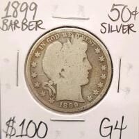 1899 G4 Barber Silver Half Dollar