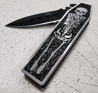 (2) Frost Cutlery Tac Xtreme Skeleton Coffin Linerlock Stainless Steel Blade Aluminum Handle - 4