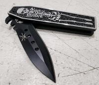 (2) Frost Cutlery Tac Xtreme Skeleton Coffin Linerlock Stainless Steel Blade Aluminum Handle - 5