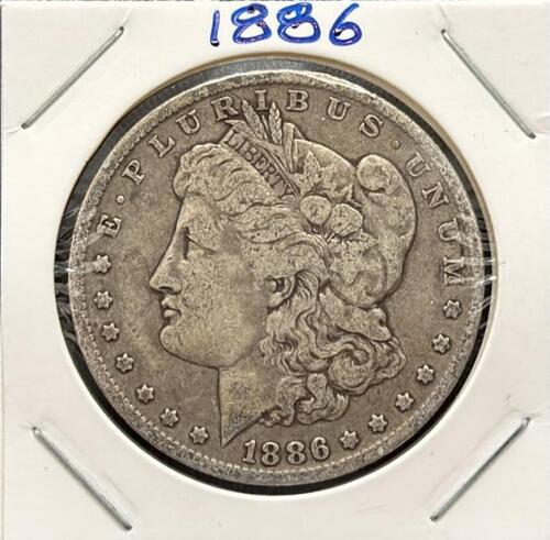 1886 Morgan Silver Dollar, Philadelphia Mint, 90% Silver, Circulated, Liberty & Eagle Design