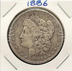 1886 Morgan Silver Dollar, Philadelphia Mint, 90% Silver, Circulated, Liberty & Eagle Design