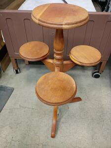 4-Tier Wooden Plant Stand, 32" Tall, Tripod Base, Multi-Level Display, Light Wood Finish