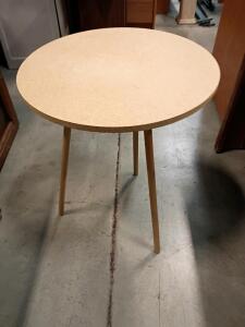Round 3-Leg Side Table, 18" Diameter, MDF Top, Solid Wood Legs, Minimalist Style, Natural Finish