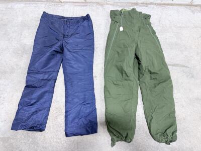 Swedish M95 Insulated Overpants (Large) & Italian GG Wool-Lined Military Pants (XXL)