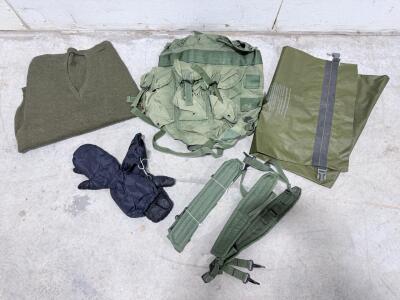 Military ILBE Waterproof Bag NSN 8465-01-559-5404 + Swiss Mittens, Sweater, Pack, Straps Lot