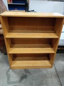 Light Wood 3-Shelf Bookcase, 36"W x 12"D x 42"H, Fixed Shelves, Assembled