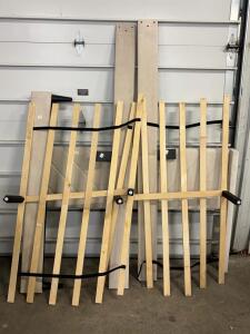 Queen Upholstered Bed Frame, Cream Fabric, Wooden Slats, Channel Tufted Headboard, Hardware Included