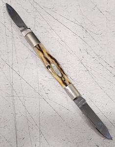 (1) Ka-Bar Stag Handle Dual Blade Pocket Knife