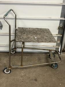 Homemade Steel Frame Platform Cart, 30"x30" OSB Deck, 4 Casters, Single Handle, 600 lb Capacity
