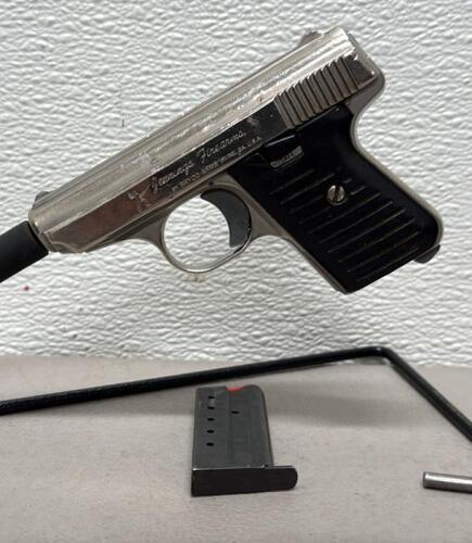 Jennings J-22 .22LR Chrome Pistol, Bryco, SN 684968, 6+1 Capacity, 2.5" Barrel