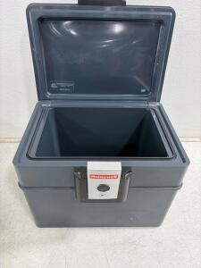 Honeywell Fireproof Safe Chest, 1.06 cu ft, UL 350 1/2 HR, Key Lock, Serial BB-950613, Portable, does not include key.