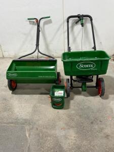 Scotts Drop & Broadcast Spreaders Set, Precision Flow, SpeedyGreen, Handheld, Large & Medium Capacity