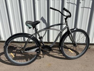 Huffy Cranbrook Cruiser Bike, 26" Wheels, Steel Frame, Single-Speed, Matte Grey, Coaster Brake. tires need air. Please inspect in person.