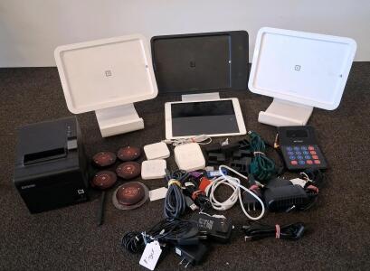 Square POS Bundle w/ 3 Stands, iPad 7th Gen (A2198)(As Is/Parts), Epson Receipt Printer, Retekess Pager (Untested)