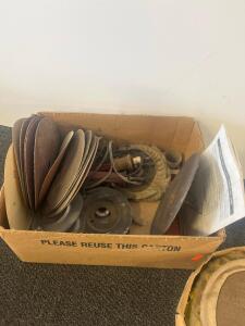 Large Lot of 7-9" Workshop Abrasive Discs, Wool Buffing Pads & Mixed Hardware Accessories