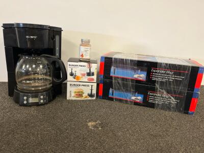 Mr. Coffee 12-Cup Programmable Coffee Maker, 2 Burger Press Kits, 2 Jet-Stream Expander Rings, O&rsquo;Food Kimchi Kick