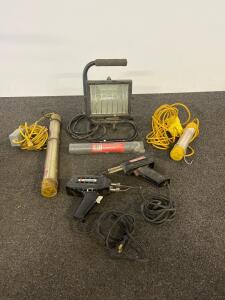 Shop Tool Lot &ndash; Millers Falls & Weller Soldering Guns, Work Lights, NEA Gasket Sheet 12"x20"x1/16"