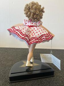 Danbury Mint Shirley Temple Porcelain Doll "America's Little Darling" 12&rdquo; W/ Stand & Tag