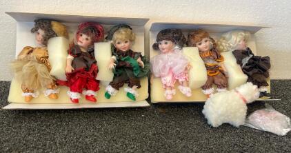 Marie Osmond Dark Chocolates/Orange/Divinity 6-Piece Porcelain Doll Set With Accessories, 2008
